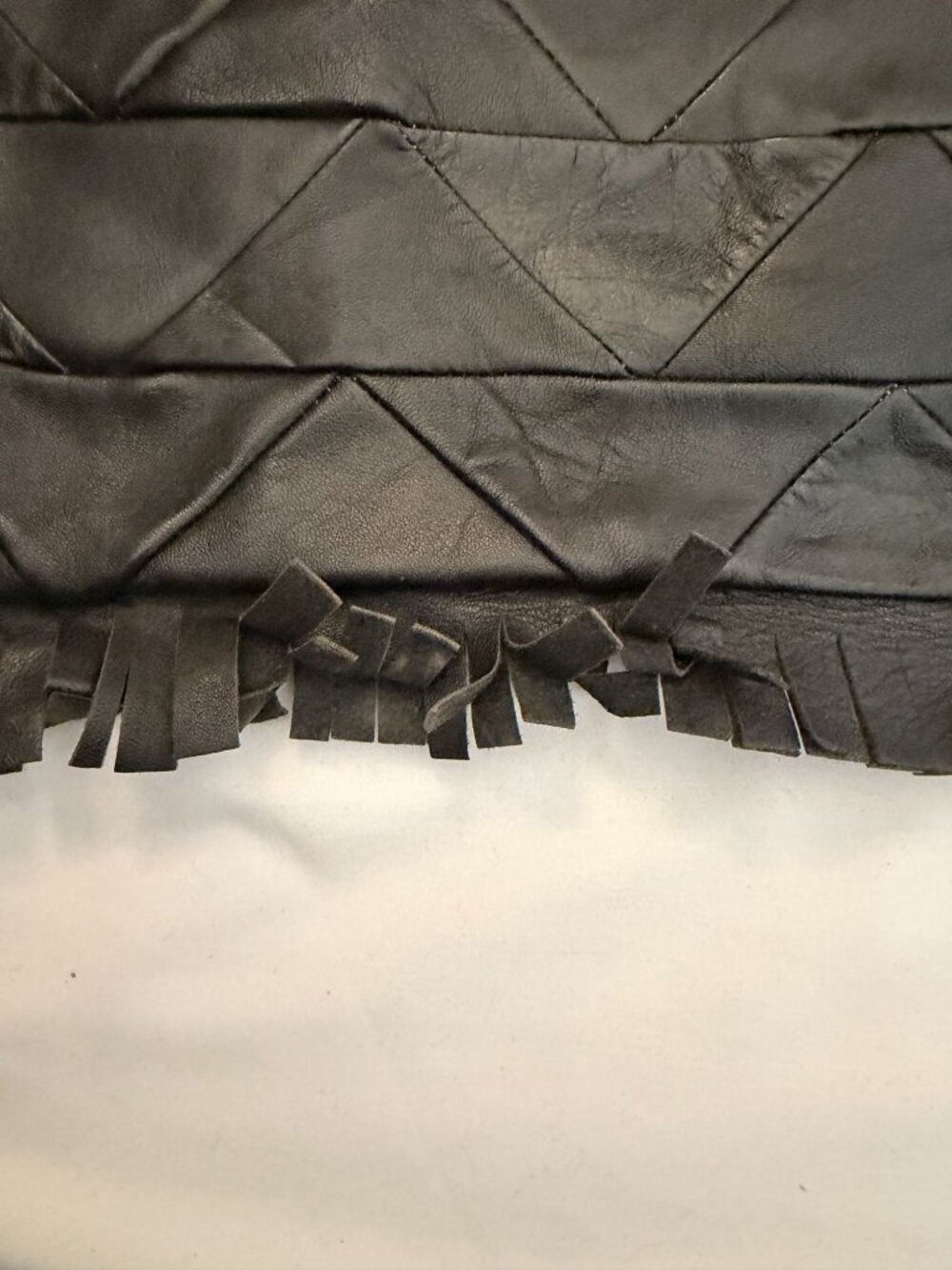 Vintage Black Leather Handbag Purse with Fringe Spain - Picture 6 of 10
